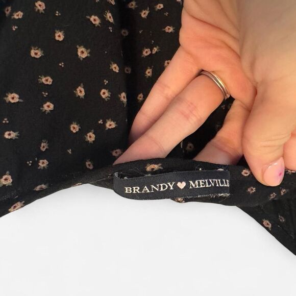 Black Floral Brandi Melville Midi Slip Dress Whimsygoth Indie - Picture 4 of 5